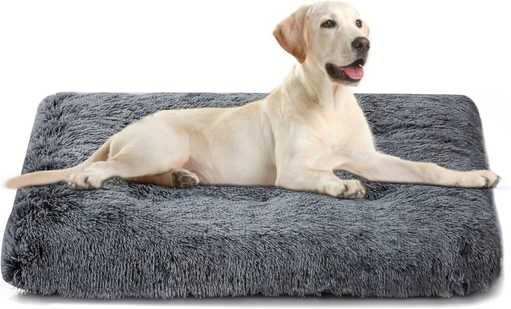 Dog Bed,Crate Pet Bed Kennel Pad,Soft Plush,Comfortable Dog Bed,Washable,Suitable for Medium Dogs(Dark Grey)