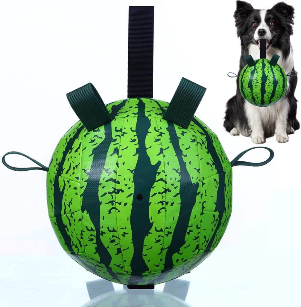 FOMAOGO 7 Inch Dog Soccer Ball with Straps, Herding Ball for Dogs, Interactive Dog Balls for Medium Large Dogs, Fun Durable Indoor-Outdoor Dog Toys Gifts