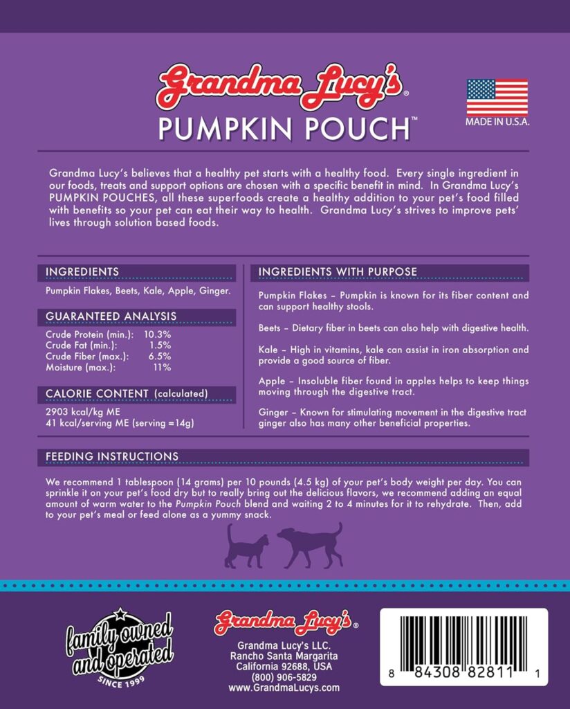 grandma lucys Pumpkin Pouch Digestive 6oz,Purple