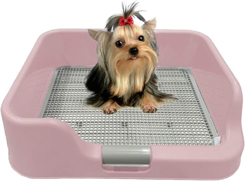 [PS Korea] Indoor Dog Potty Tray – with Protection Wall Every Side for No Leak, Spill, Accident - Keep Paws Dry and Floors Clean (Pink)