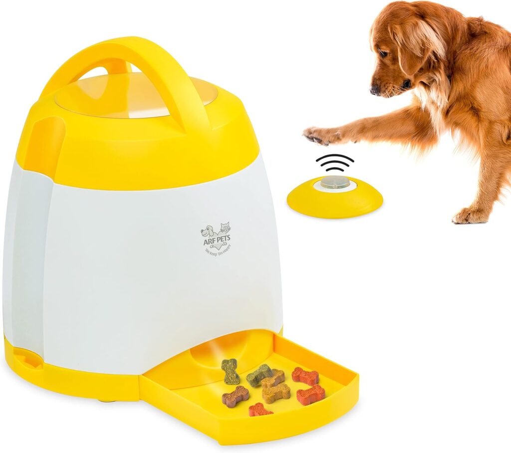 Arf Pets Dog Treat Dispenser with Remote Button – Dog Memory Training Activity Toy – Treat While Train, Promotes Exercise by Rewards, Improves Memory  Positive Training for A Healthier  Happier Pet