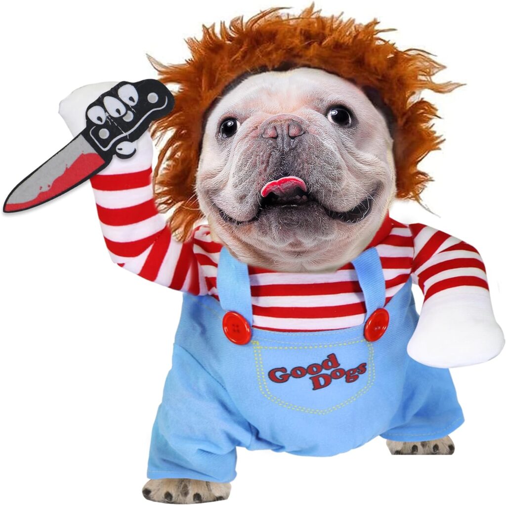 GOYOSWA Dog Halloween Costumes, Pet Deadly Doll Dog Costume Funny Dog Costumes Dog Halloween Costume Clothes for Small Medium Large Extra Large Dogs Pets (Small)